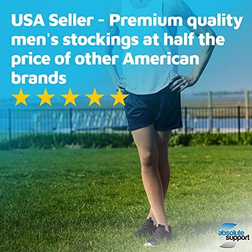 ABSOLUTE SUPPORT ABSOLUTE SUPPORT Plus Size Thigh Hi Compression Stockings for Men 20-30mmHg - Over Knee Opaque Mens Compression Socks with Wide Calf for Achilles Tendon, Embolism, DVT - Beige, 2X-Large