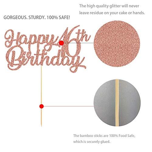 MAGJUCHE 17th Birthday Cake Topper, Rose Gold Glitter Cheers To 17 Years Party Decoration, Supply