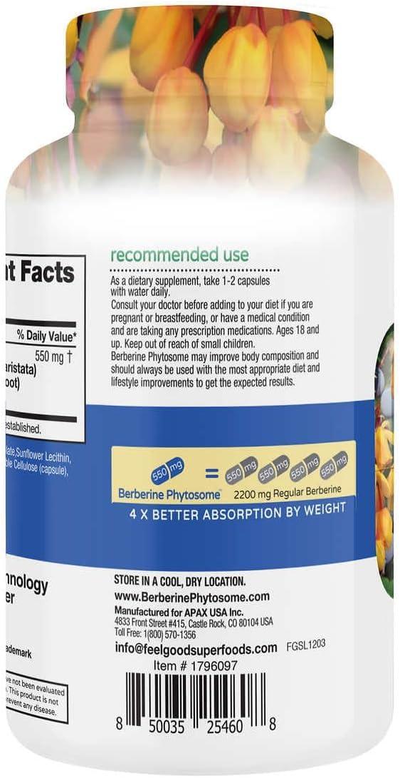 Generic Feel Good Superfoods Berberine Phytosome, 120 Vegan Capsules