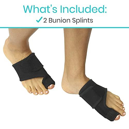 Vive Vive Bunion Brace (Pair) - Big Toe Corrector Straightener with Splint - Hallux Valgus Pad, Joint Pain Relief, Alignment Treatment - Orthopedic Sleeve Foot Wrap Support for Men and Women (Black)