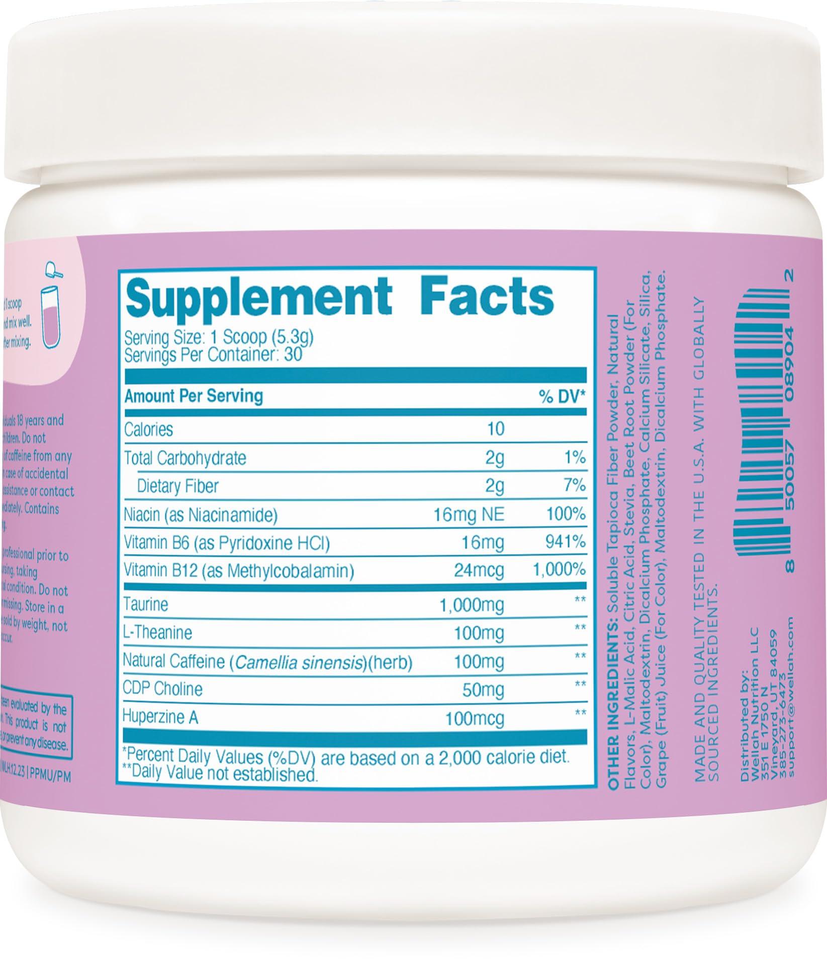 Wellah Wellah Perfect Pick-Me-Up (Mixed Berry) 30 Servings - Energy Boost Drink Mix