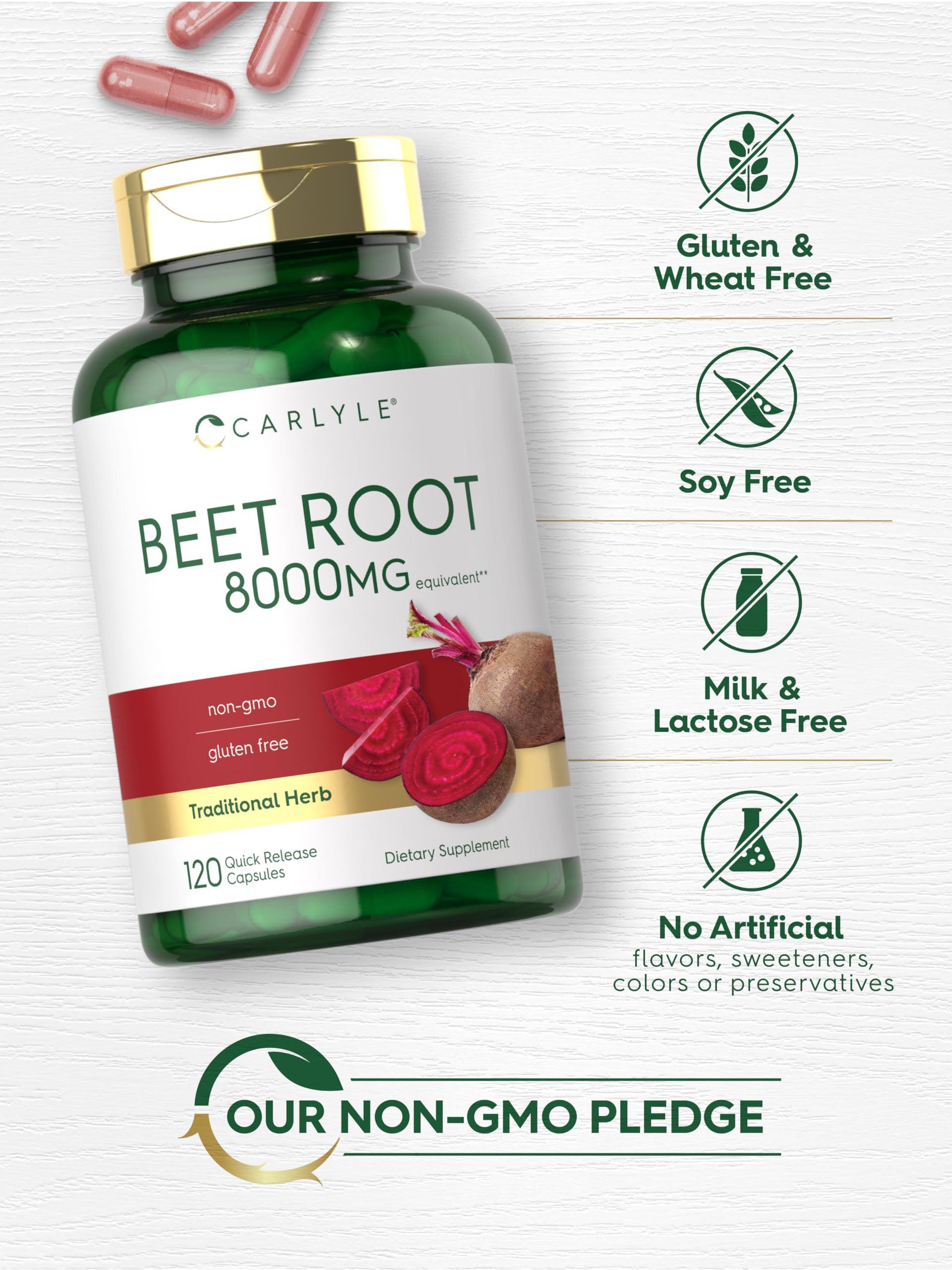 Carlyle Carlyle Beet Root Capsules | 8000 mg | 120 Count | Non-GMO and Gluten Free Supplement