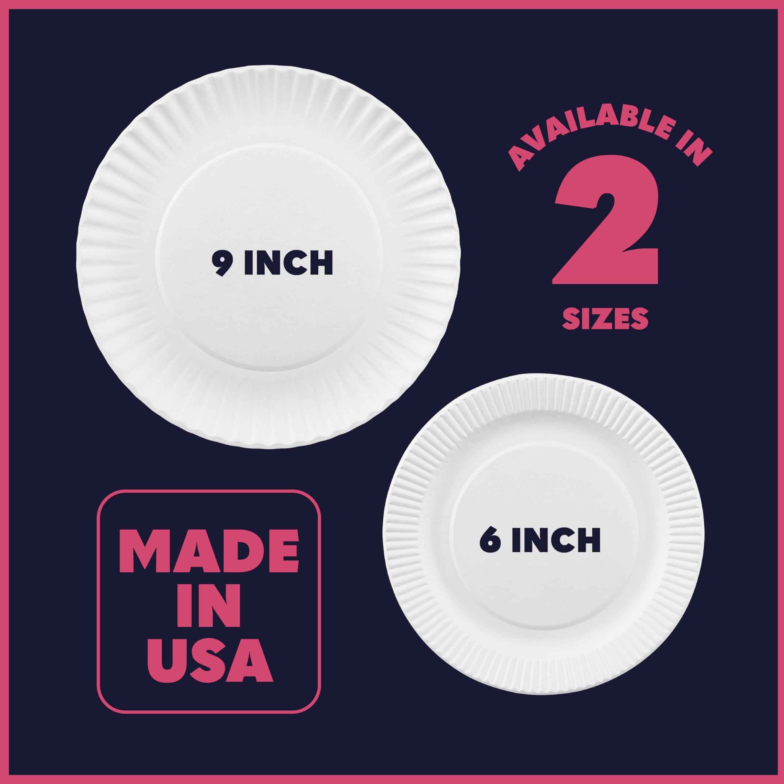XpressPak Small Paper Plates - [100-Pack] - (6-Inch Round) - White 6 Inch Paper Plates, Lightweight Uncoated Disposable Plates - For Crafts, Events, Projects, Dry Foods & General Use