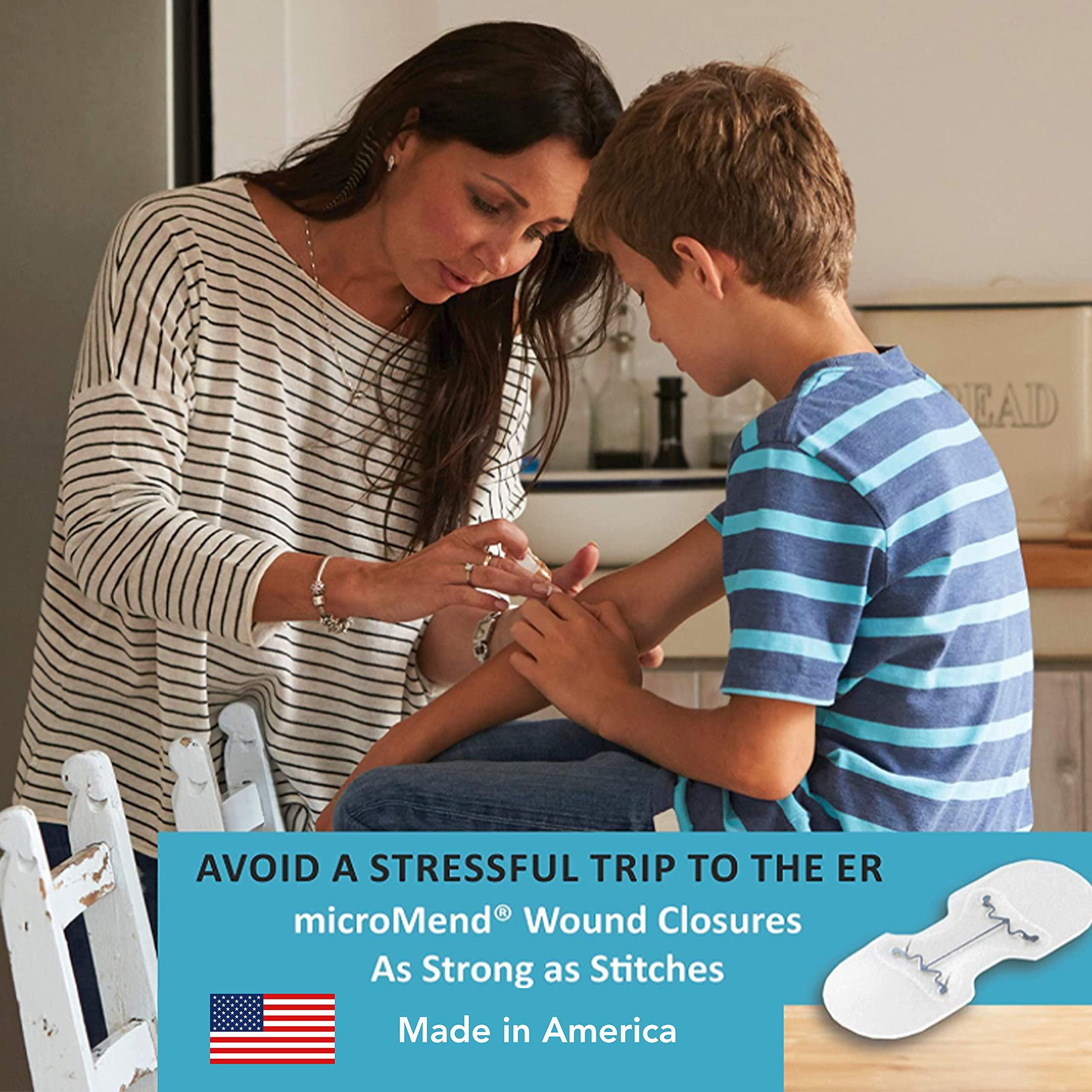 microMend microMend Emergency Wound Closures Surgical Quality Laceration Repair Without Stitches - Think Ahead - Be Prepared - Add to Your Survival Kit, Camping Gear (Multi Pack - 3 Packs of 2 Medium Devices)