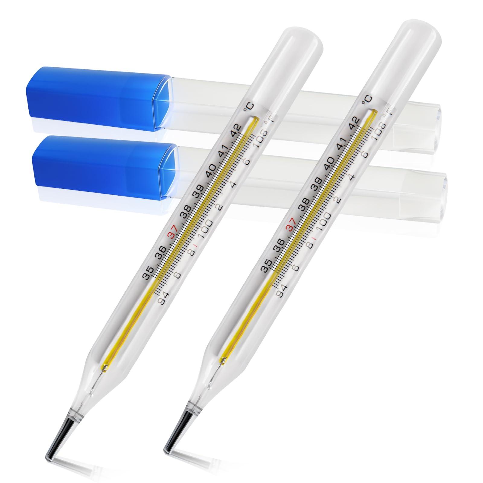 HARIKA LIFE & Clinical Glass Thermometer for Underarm 2PCS - Classic Non Digital Thermometer for Adults - Medical Fever Thermometer - Accurate Easy Reading by HARIKA LIFE