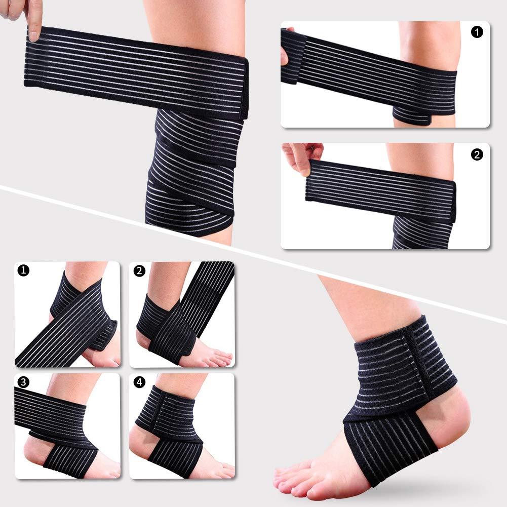 RiToEasysports RiToEasysports Black Elastic Calf Compression Bandage Sport Leg Compression Wraps Adjustable Sleeve Support Knee Brace Bands for Women Men Ankle Elbow