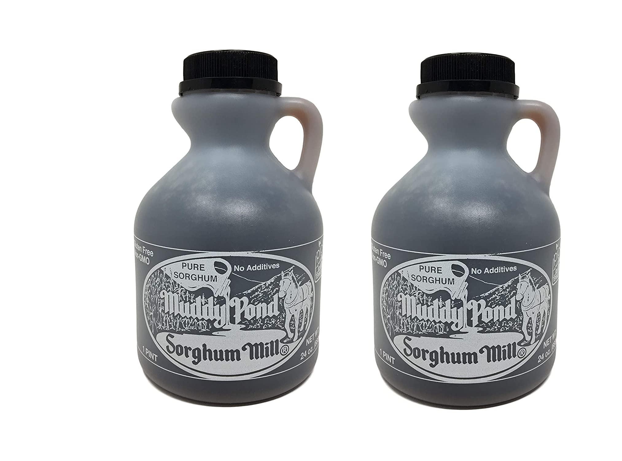 MUDDY POND SORGHUM MILL Muddy Pond Sorghum Mill Sorghum Syrup, 1 Pint, Net Wt. 24 Ounces (680 grams) (Two Pack)