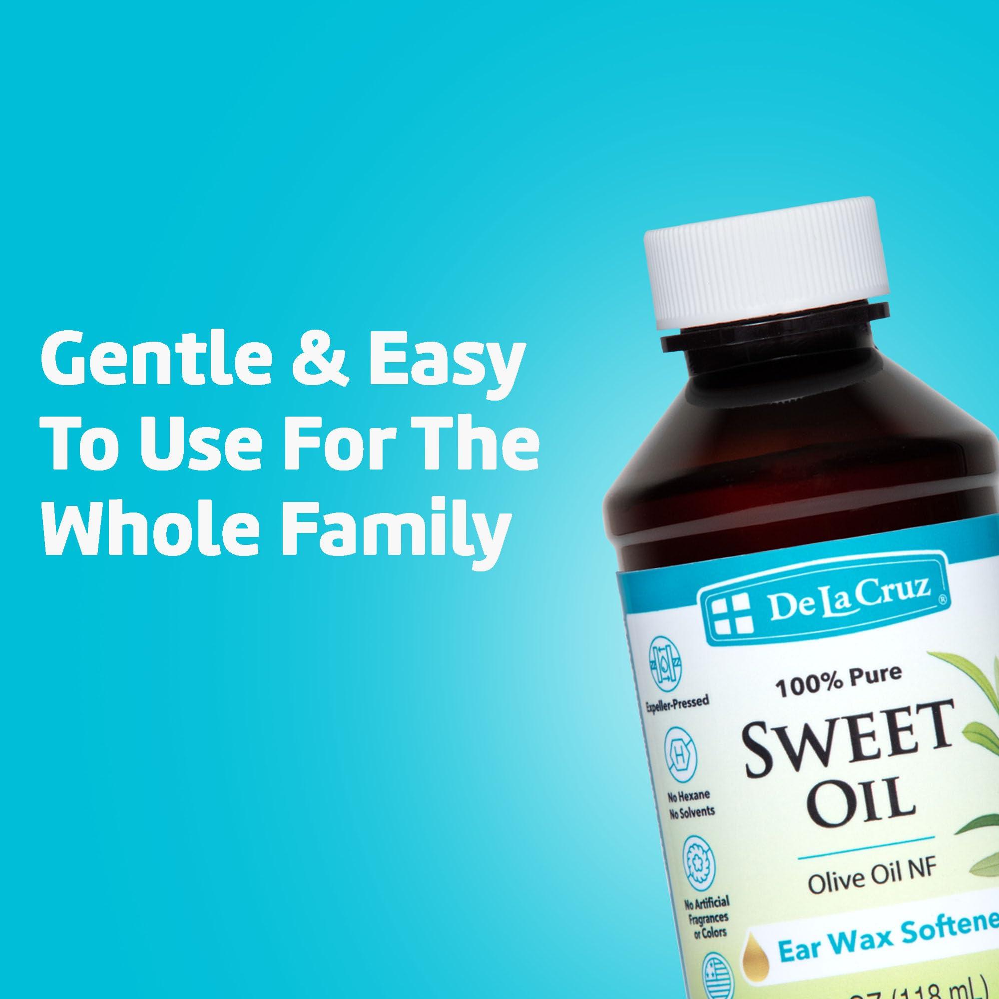 De La Cruz De La Cruz 100% Pure Sweet Oil for Ears - All Natural and Gentle Ear Wax Softener - Refill 4 Fl OZ
