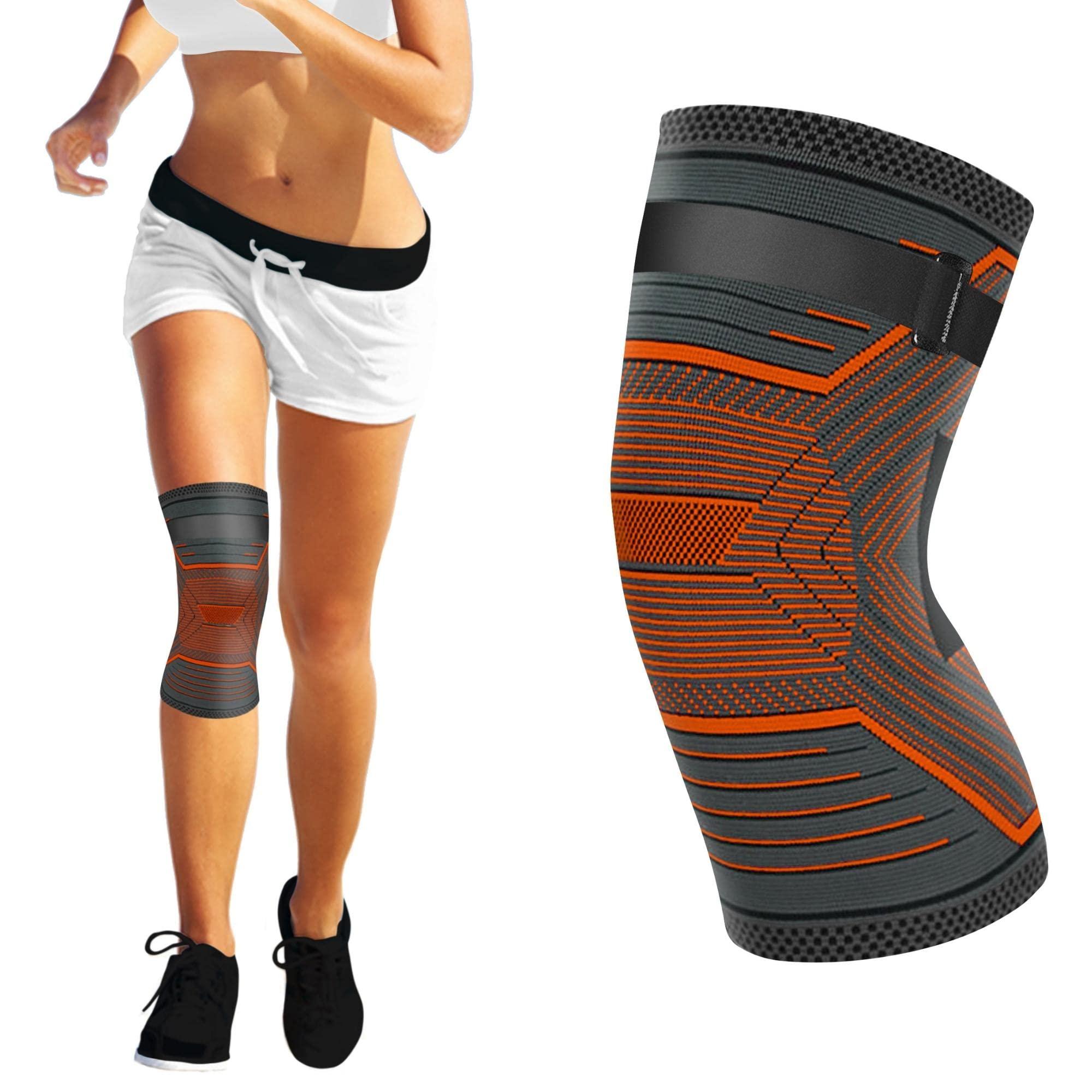 DCF DCF Compression Knee Sleeve with Adjustable Strap (1-Pack) (Small, Orange)