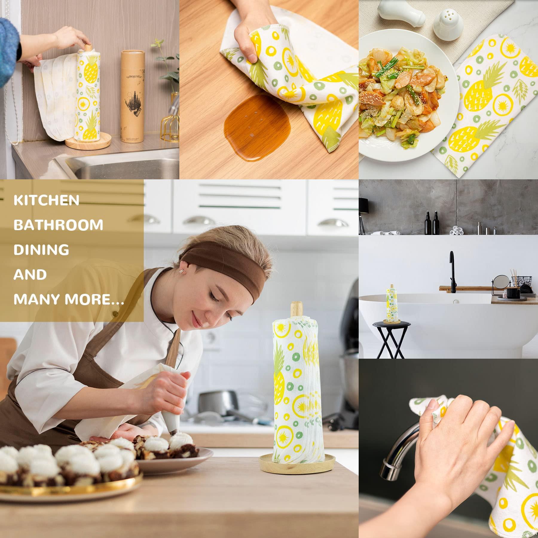 BOJUST BOJUST Reusable Paper Towels Washable Roll-12 Pieces Eco Cotton Paperless Paper Towels | Napkins Cloth Paper Towels for Kitchen | Zero Waste Products Alternative Paper Towel(Pineapple, 12 Towels)