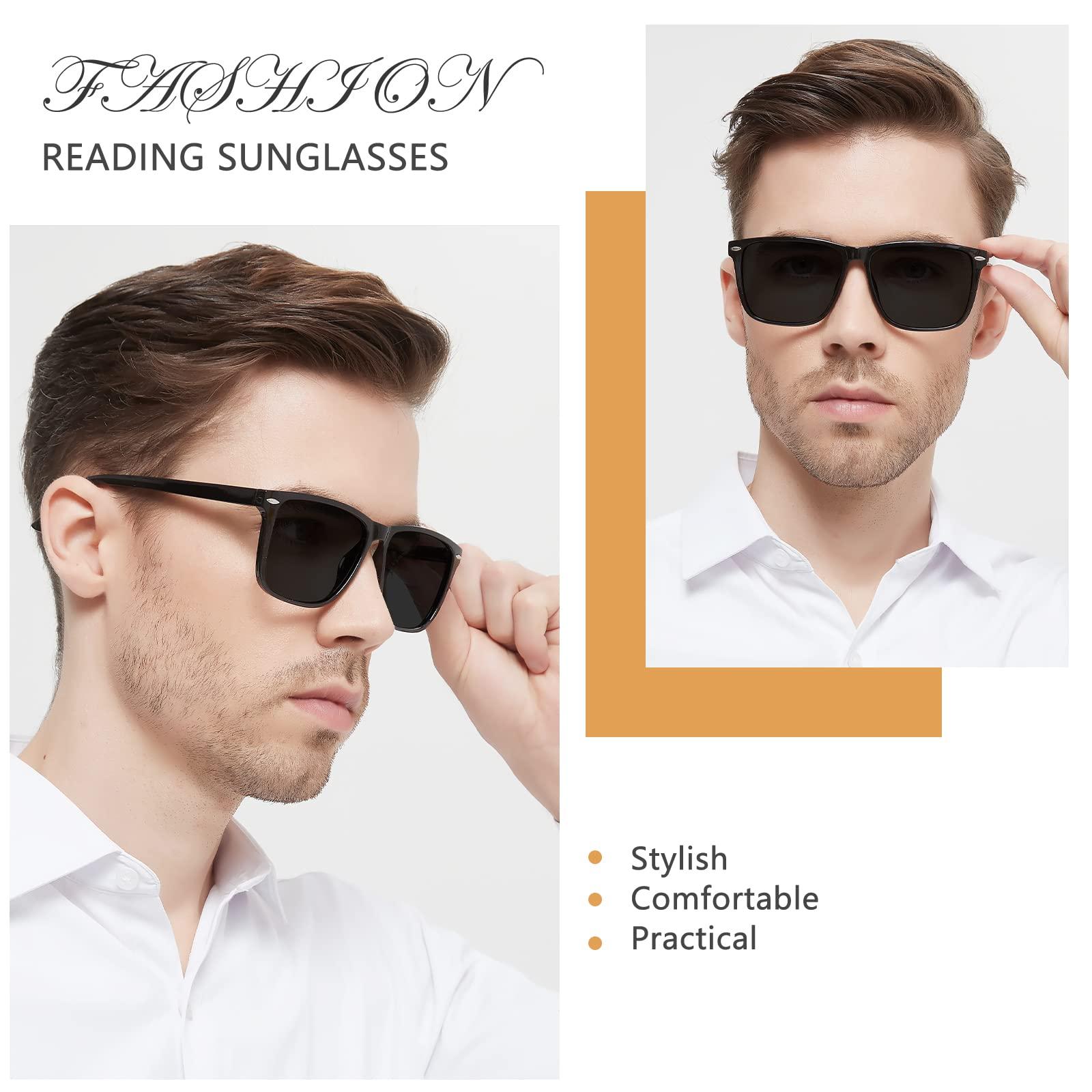 WEMOOTANTS WEMOOTANTS Reading Sunglasses 3.50 for Men Big Sun Readers With Durable Spring Hinges 1.0 1.25 1.5 1.75 2.0 2.25 2.5 2.75 3.0 3.5 4.0 Outdoor UV Protection Comfortable Fit (Black 350)