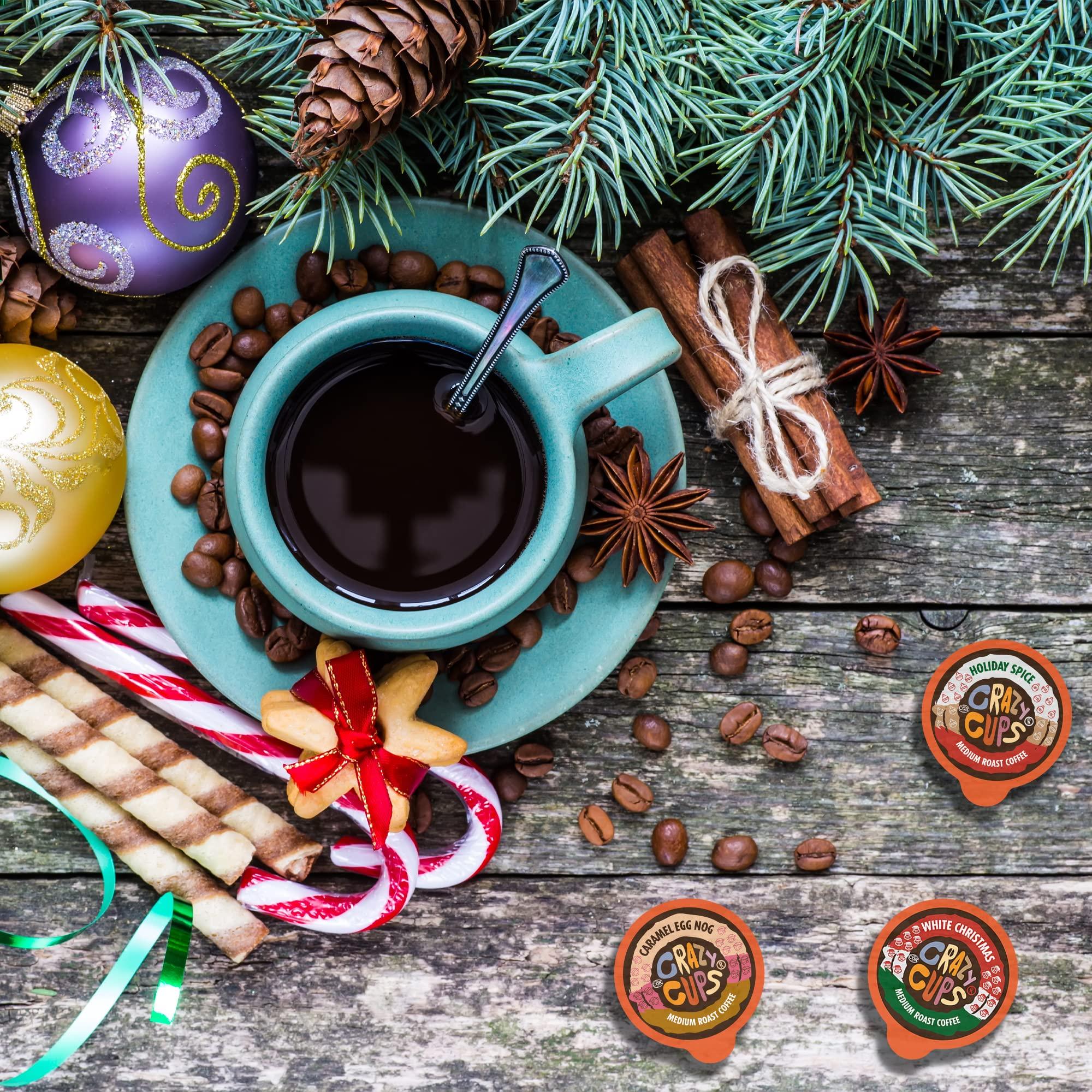 Crazy Cups Crazy Cups Christmas Coffee Variety Pack, Holiday Sampler of Single Serve Flavored Coffee Pods For Keurig K Cup Machines, 50 Count - Great Holiday Gift