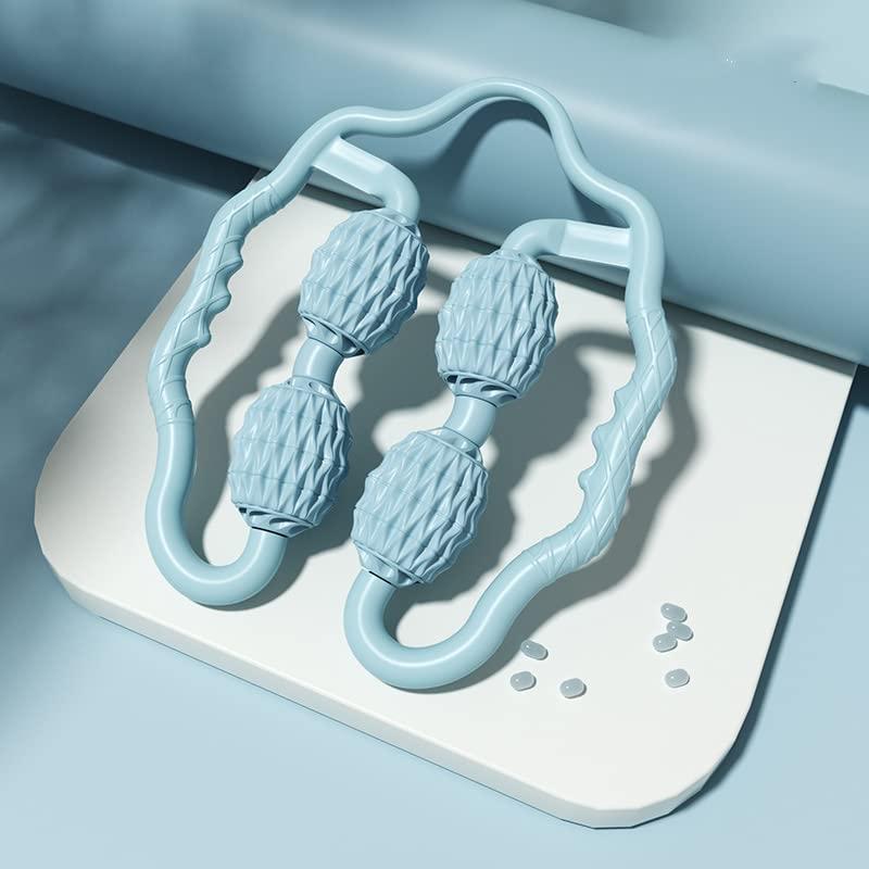 TOMOO TOMOO 4 Wheels Muscle Roller Massager Circular Leg Clamps-360 Muscle Roller for Leg Neck Hand Arm Muscle Relax Massager Indoor Sports Yoga Bodybuilding Equipment (Light Blue)