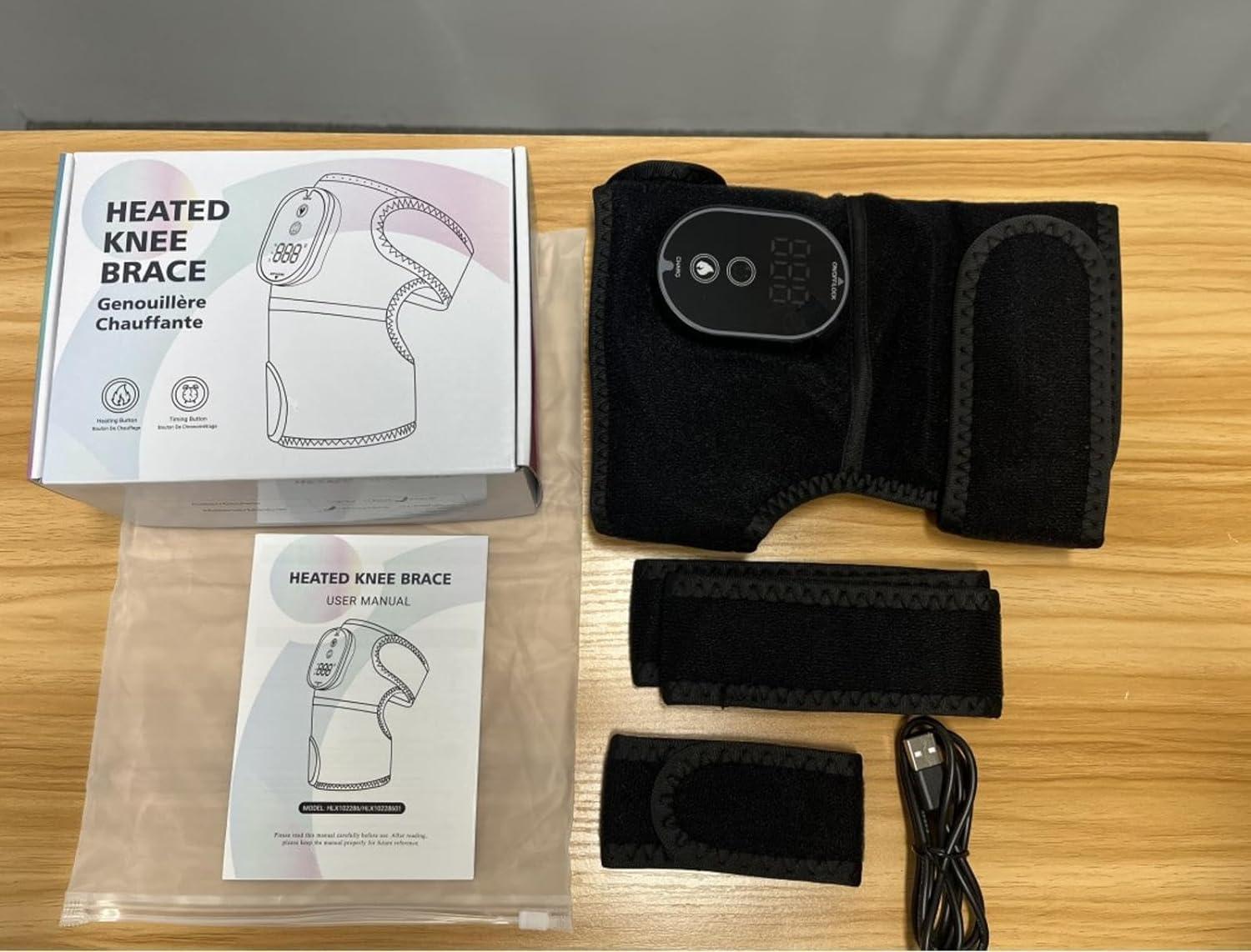 MASKIS MASKIS Knee Massager, Heated Physiotherapy Massager Knee and Shoulder Elbow Brace 3 in 1, Heated Knee Pad USB Support Brace with Velcro Straps,Knee Warmers Wrap for Shoulder Elbow Knee Stress Relief