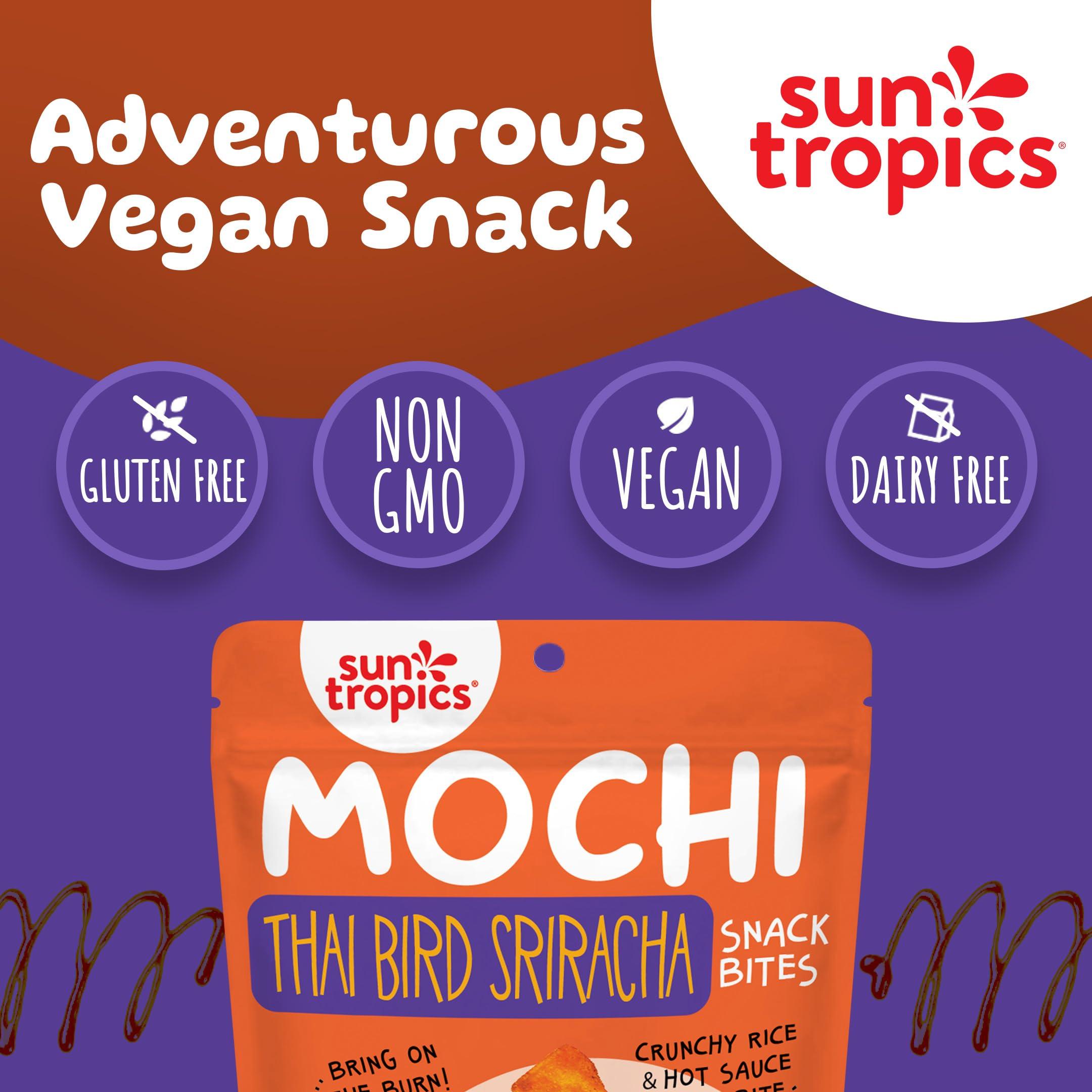 Sun Tropics Sun Tropics Mochi Snack Bites, Thai Bird Sriracha Flavor- 3.5 oz (6 Pack)| Crispy Spicy Mochi Bites, Rice Nuggets | Mochi Puff Rice Crackers- Gluten Free & Dairy Free- No MSG Added | Asian Rice Snacks