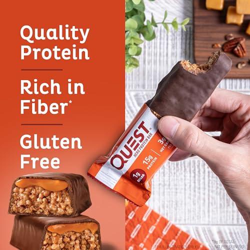 Quest Nutrition Quest Nutrition Crispy Chocolate Caramel Pecan Hero Protein Bar, 15g Protein, 1g Sugar, 3g Net Carb & Lemon Cake Protein Bars, High Protein, Low Carb, Gluten Free, 12 Count