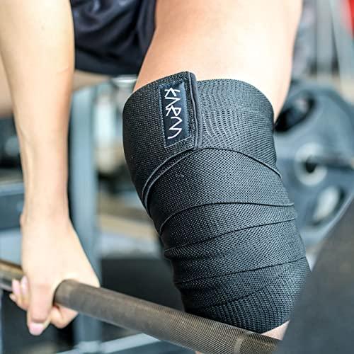 KARM KARM Knee Wraps for Weightlifting (Pair) with Bag - Knee Wraps for Squatting – Knee Strap Bands for Crossfit, Gym, WOD, Cross Training, Pain. Powerlifting Knee Support for Women, Men (78 inches)