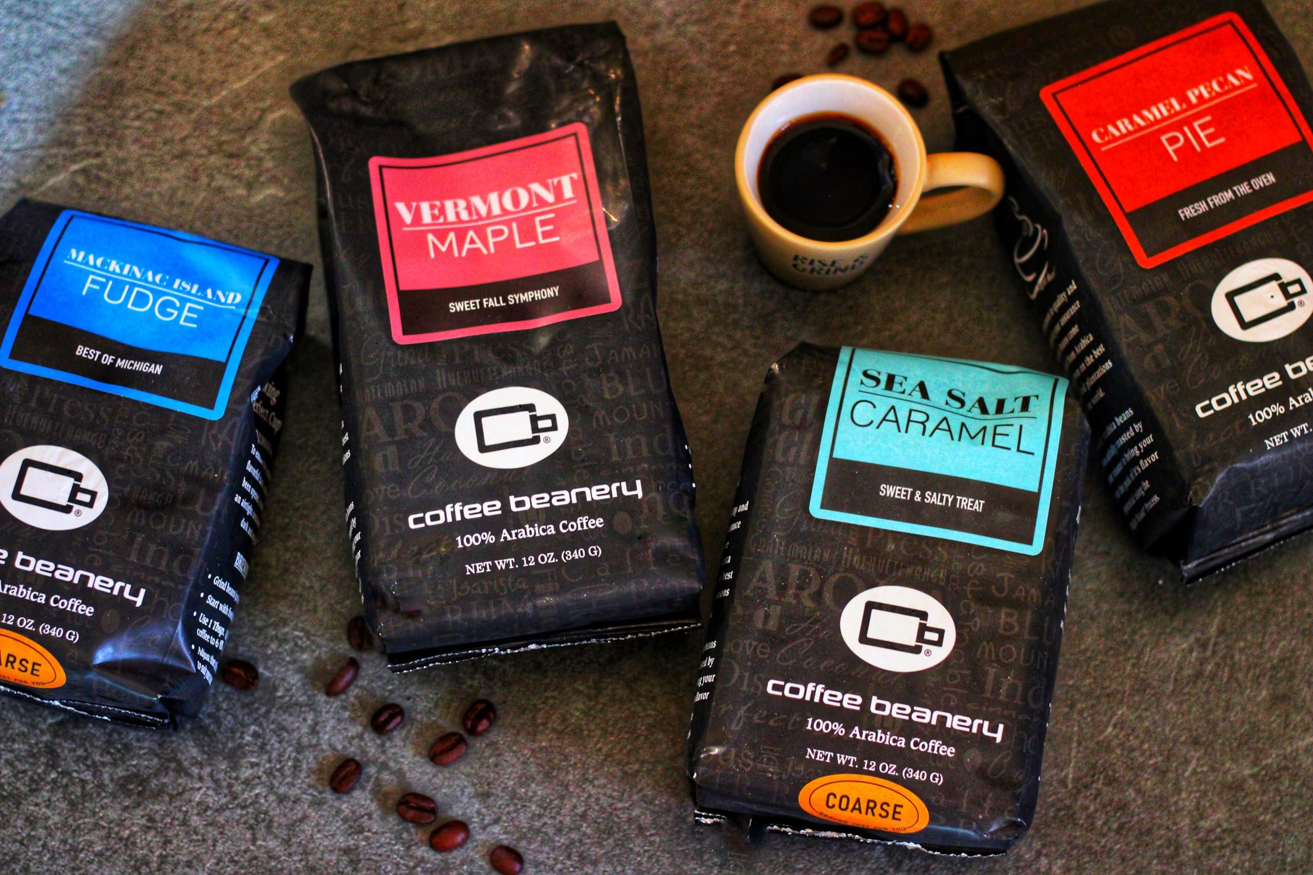 Coffee Beanery Sea Salt Caramel by Coffee Beanery | 12oz Flavored Whole Bean Coffee Medium Roast Coffee | 100% Specialty Arabica Coffee Whole Bean | Gourmet Coffee Whole Beans