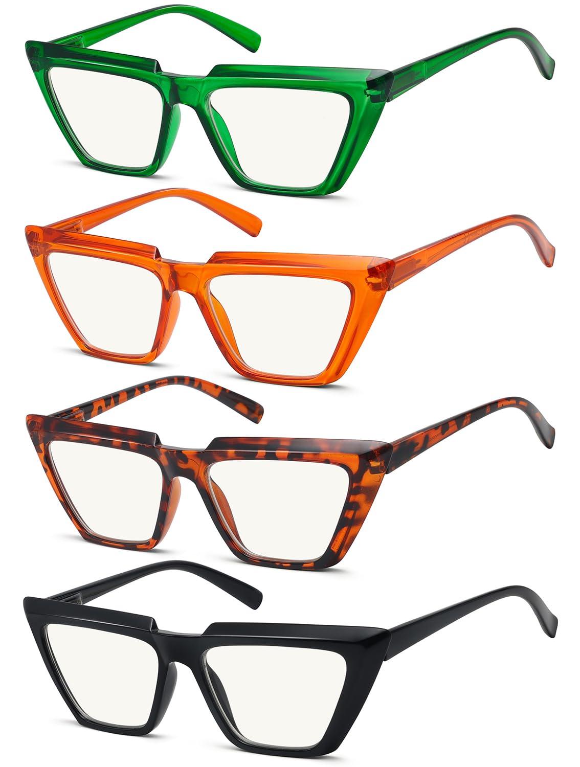 Eyekepper Eyekepper 4-Pack Progressive Multifocus Reading Glasses Blue Light Blocking No Line Multifocal Readers Cat Eye +1.25