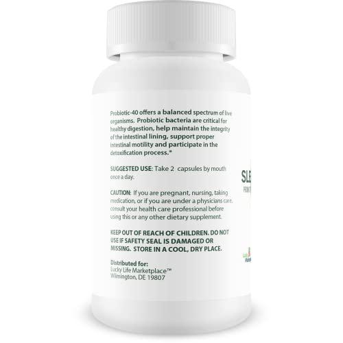 Lucky Life Marketplace Sleepbiotic Pro - Multi-Strain Probiotic Sleep Support - Aid Gut Health & Immune Support - Promote Relaxation & Sleep Quality with Premium Probiotics - Lactobacillus & Bifidobacterium - 40 Billion CFU