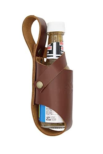 Andean Leather Andean Leather Hot Sauce Holster, Bottle Belt Holder great for Tabasco, Sriracha and more (5 Oz, Brown)