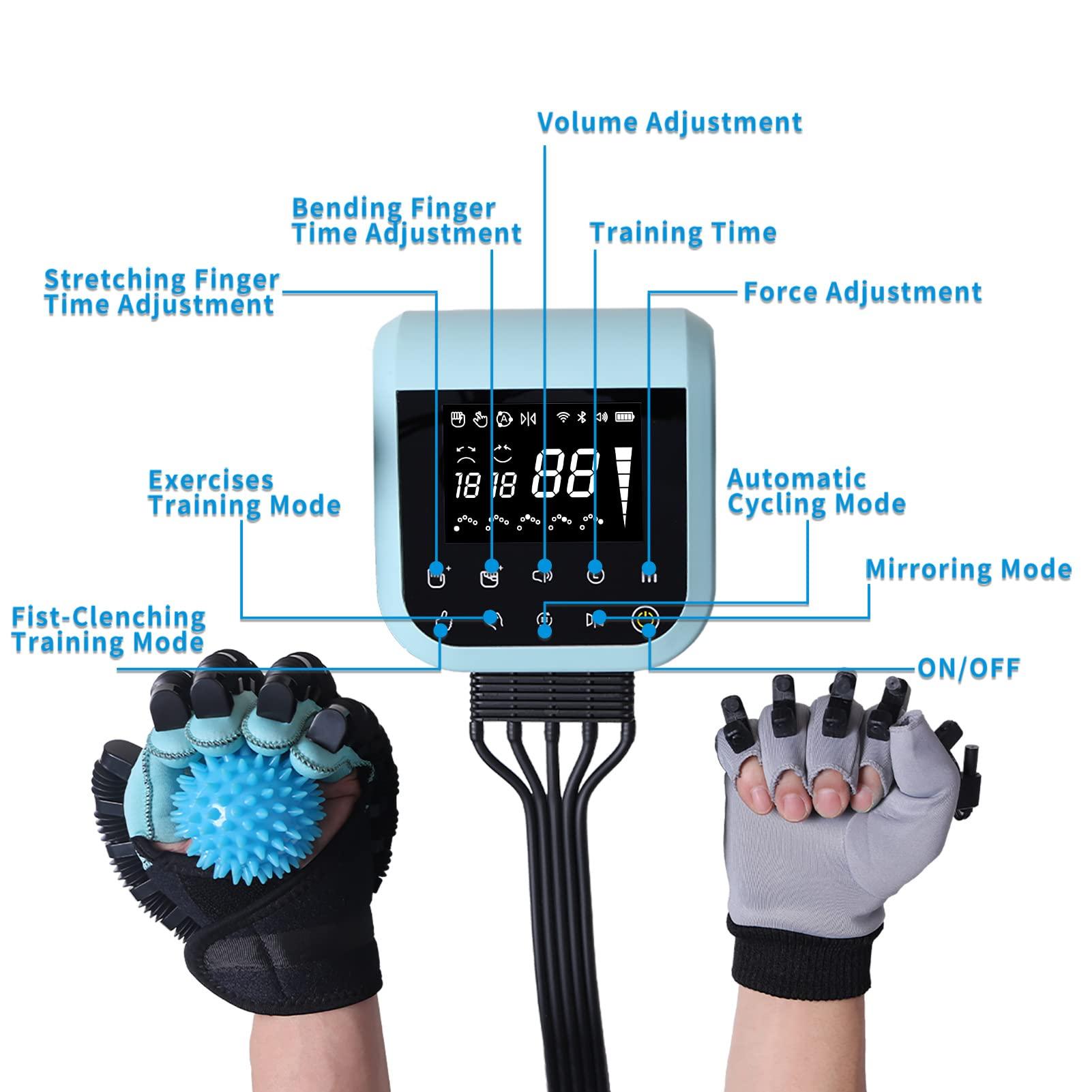 Nowinda Nowinda Rehabilitation Robot Gloves|Hemiplegia Finger Rehabilitation Trainer Robot Gloves-Stroke Hand Therapy Equipment for Home-Left Hand-XXL