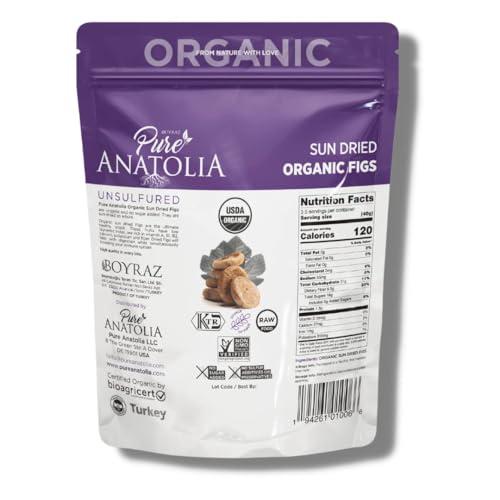 Boyraz Pure Anatolia 100% Organic Turkish Sun Dried Figs by Pure Anatolia - Non GMO, No Sugar Added, Sulfur Free, Kosher - Healthy Whole Fruit Fiber Snacks - 5 oz Resealable Packs