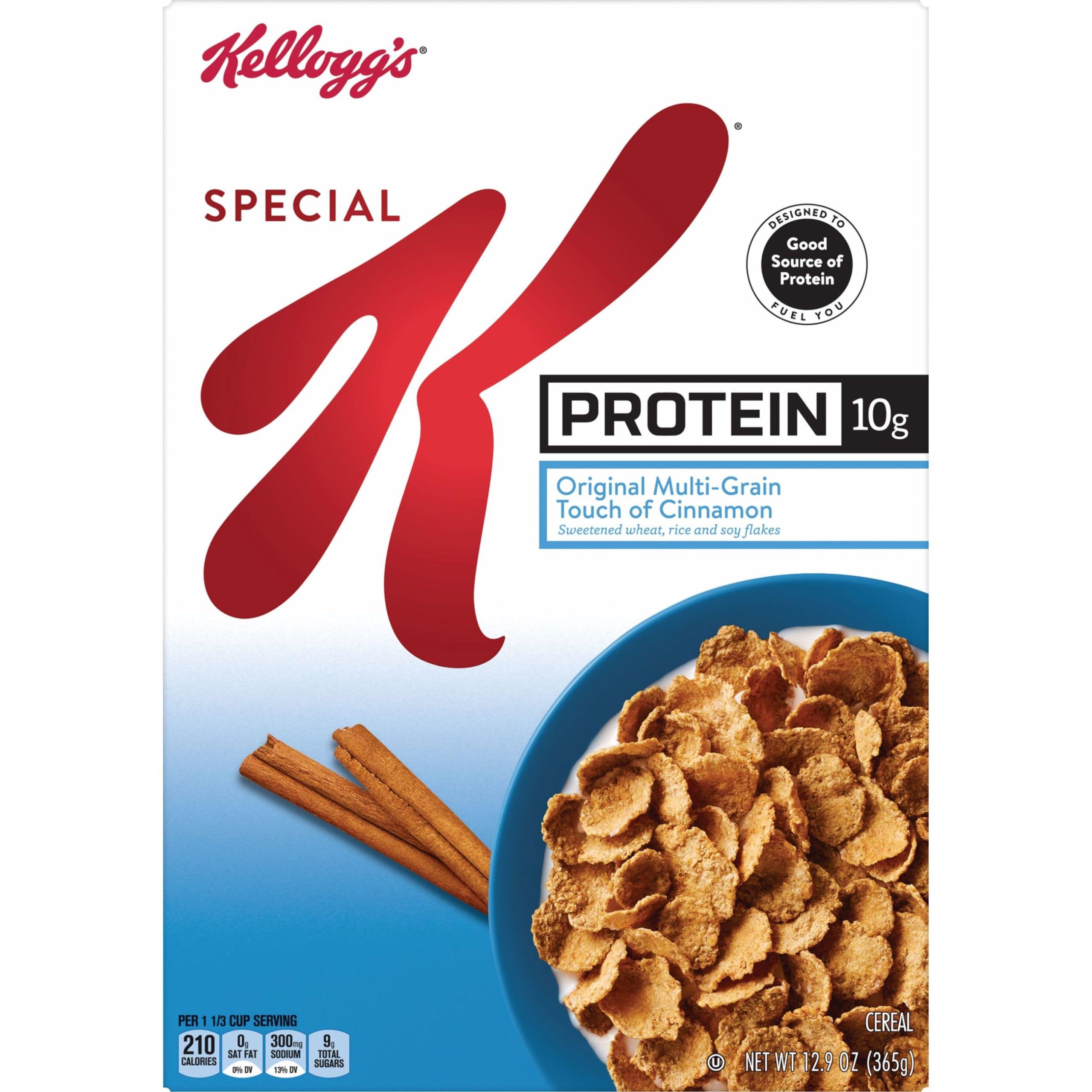 Special K Kellogg\'s Special K Protein Breakfast Cereal, Protein Cereal, Family Breakfast, Original Multi-Grain Touch of Cinnamon, 12.9oz Box (1 Box)