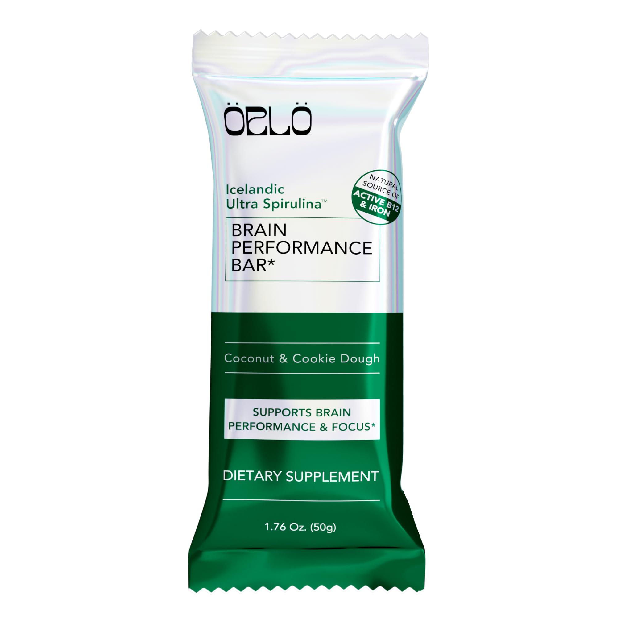 Orlo ORLO BRAIN PERFORMANCE BAR Vegan Protein Bars for Brain & Energy Support Focus & Memory, Pre & Post Workout Recovery Gluten Free Snack with L-Theanine, Lions Mane, Spirulina & More (SINGLE BAR)