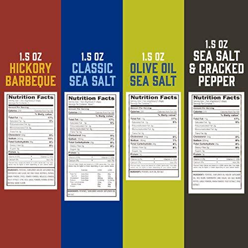 Boulder Canyon Boulder Canyon Kettle Style Potato Chips Variety Pack, 24 Count, Assorted 1.5oz. Bags, Olive Oil Classic Sea salt, Hickory BBQ, Sea Salt & Cracked Pepper, Classic Sea salt