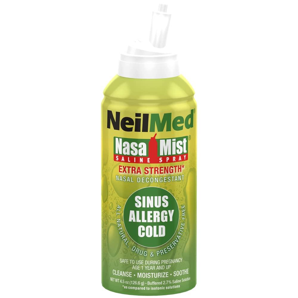 NeilMed NeilMed NasaMist All in One Multi Purpose Saline Spray, 6.3 Fl Oz & NasaMist Hypertonic Extra Strength Saline Spray,Green 4.5 fl oz (Pack of 1)