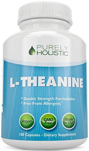 Purely Holistic Purely Holistic L-Theanine 200mg (Double-Strength) 180 Vegan Capsules a 6 Month Supply, Non GMO & Gluten Free Ltheanine Vitamins
