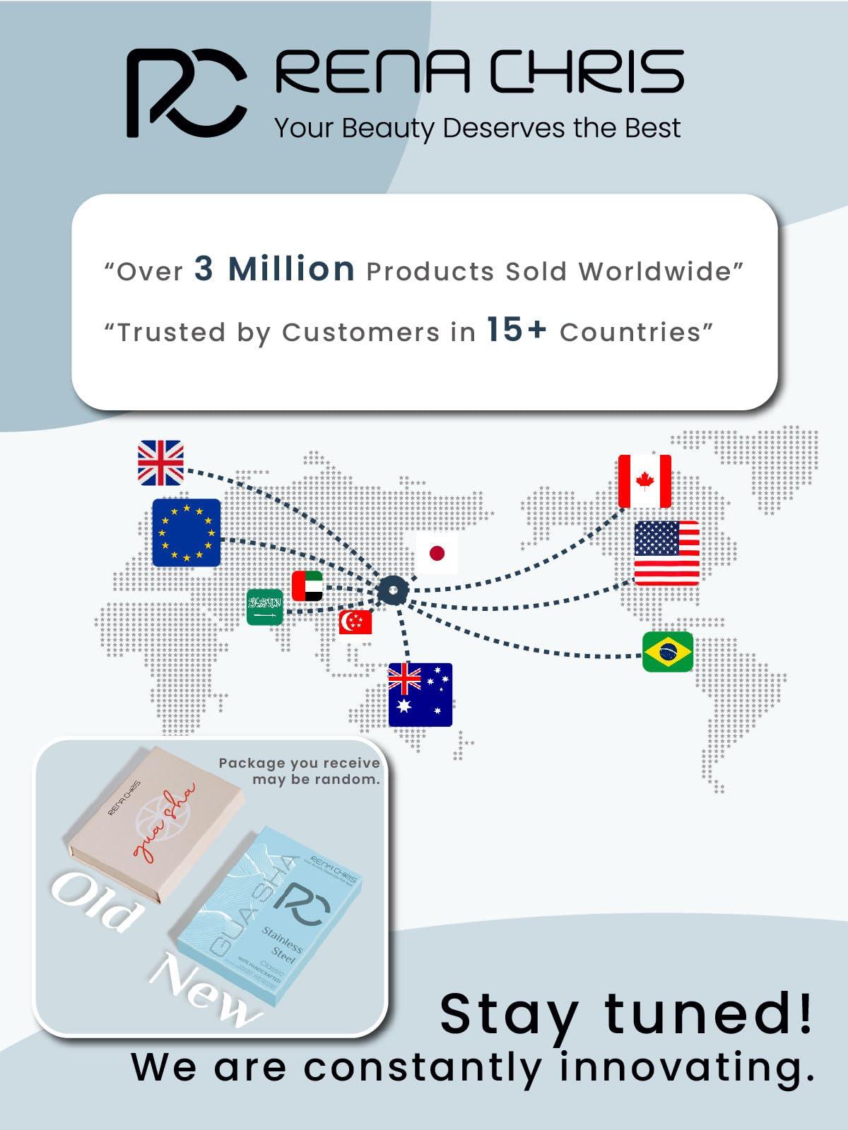 Rena Chris Rena Chris Gua Sha Facial Tools, Stainless Steel Guasha Tool for Acupuncture, Manual Massage Sticks for Jawline Sculpting and Puffiness Reducing, Gua Sha Facial Massage Tool, Skin-Care Gift