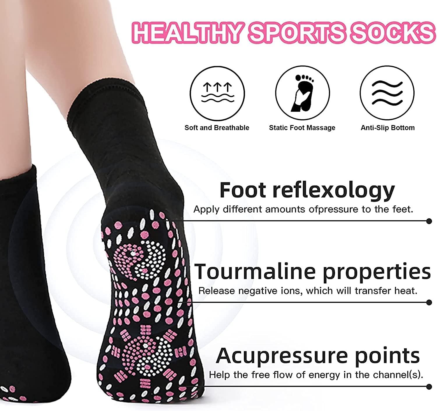Thrseely Tourmaline Acupressure Self-heating Shaping Knee Sleeve with Socks Set, Mugwort Acupressure Heating Knee Sleeve Tourmaline Self-Heating Knee Pads with Black Self-Heating Socks for Men and Women, 2XL