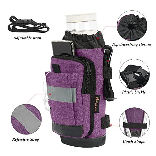 PACMAXI Crutch Bag Lightweight Crutch Accessories Storage Pouch with Reflective Strap and Front Zipper Pocket for Universal Crutch Bag to Keep Item Safety (Purple)