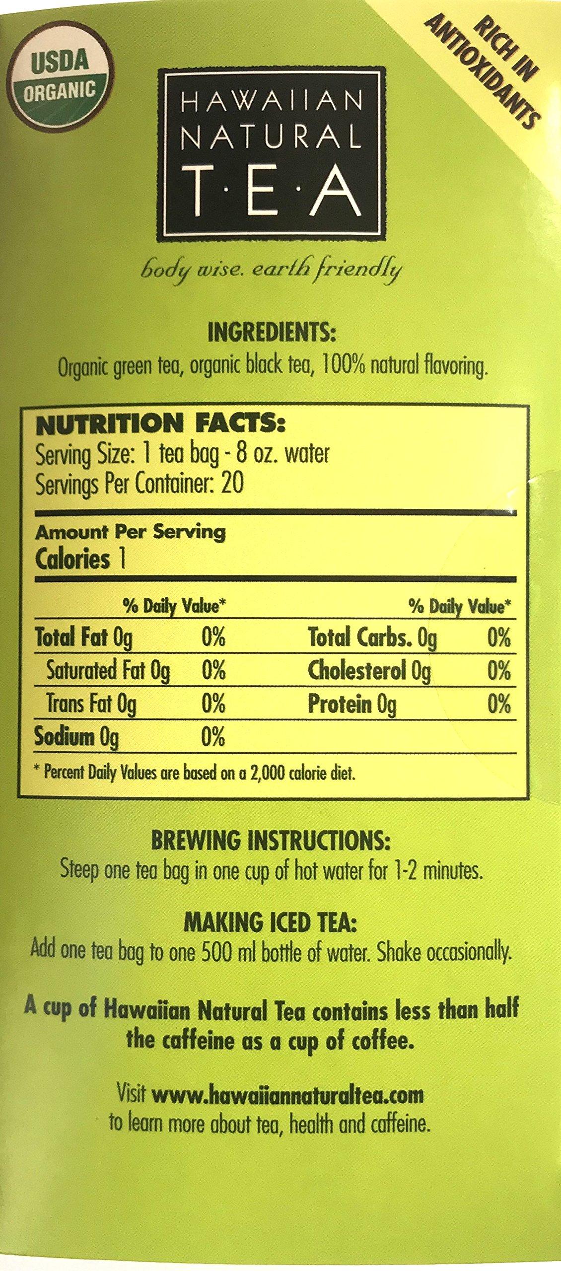 HAWAIIAN NATURAL T·E·A Organic Hawaiian Natural Tea, Green & Black Teas Passionfruit Orange 20 Tasty Bags