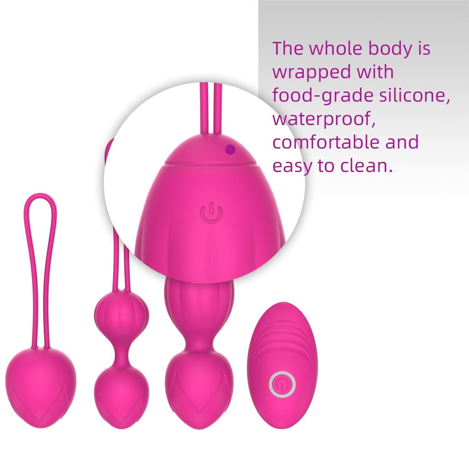 CFOOW Kegel Exercise, Set of 3 Silicone Kegel Weight Balls,Pelvic Floor Muscle Exercise, Ben was Balls for Women,Recommended Kegel Ball for Beginners and Advanced - Rose