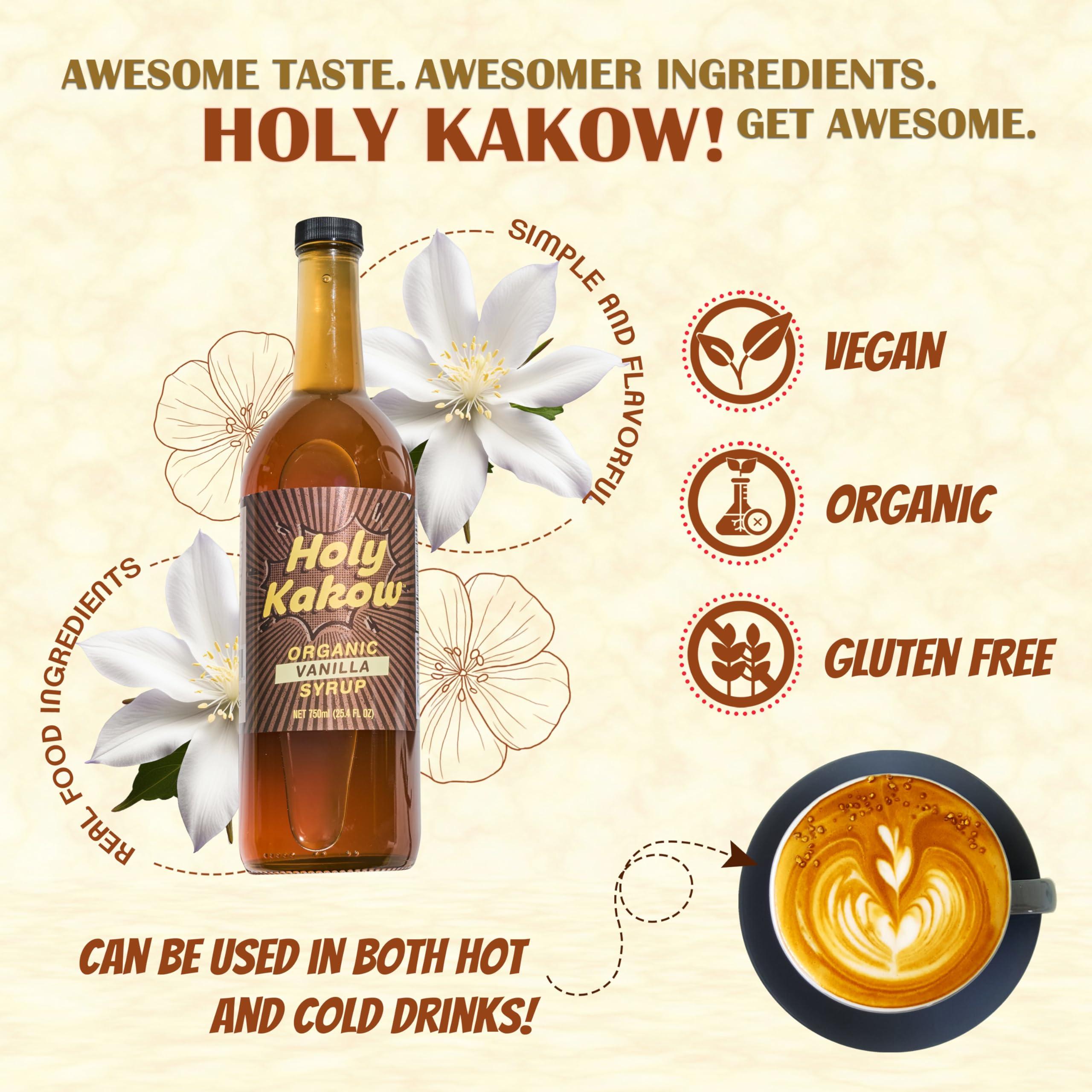 Holy Kakow Holy Kakow Cafe Organic Vanilla Syrup - Vanilla Syrup, Coffee Syrup, Organic Syrup for Coffee, Vanilla Syrup for Coffee, Add to Latte, Cocktail and Shake, Real Food Ingredients, Specific Flavor - 750m