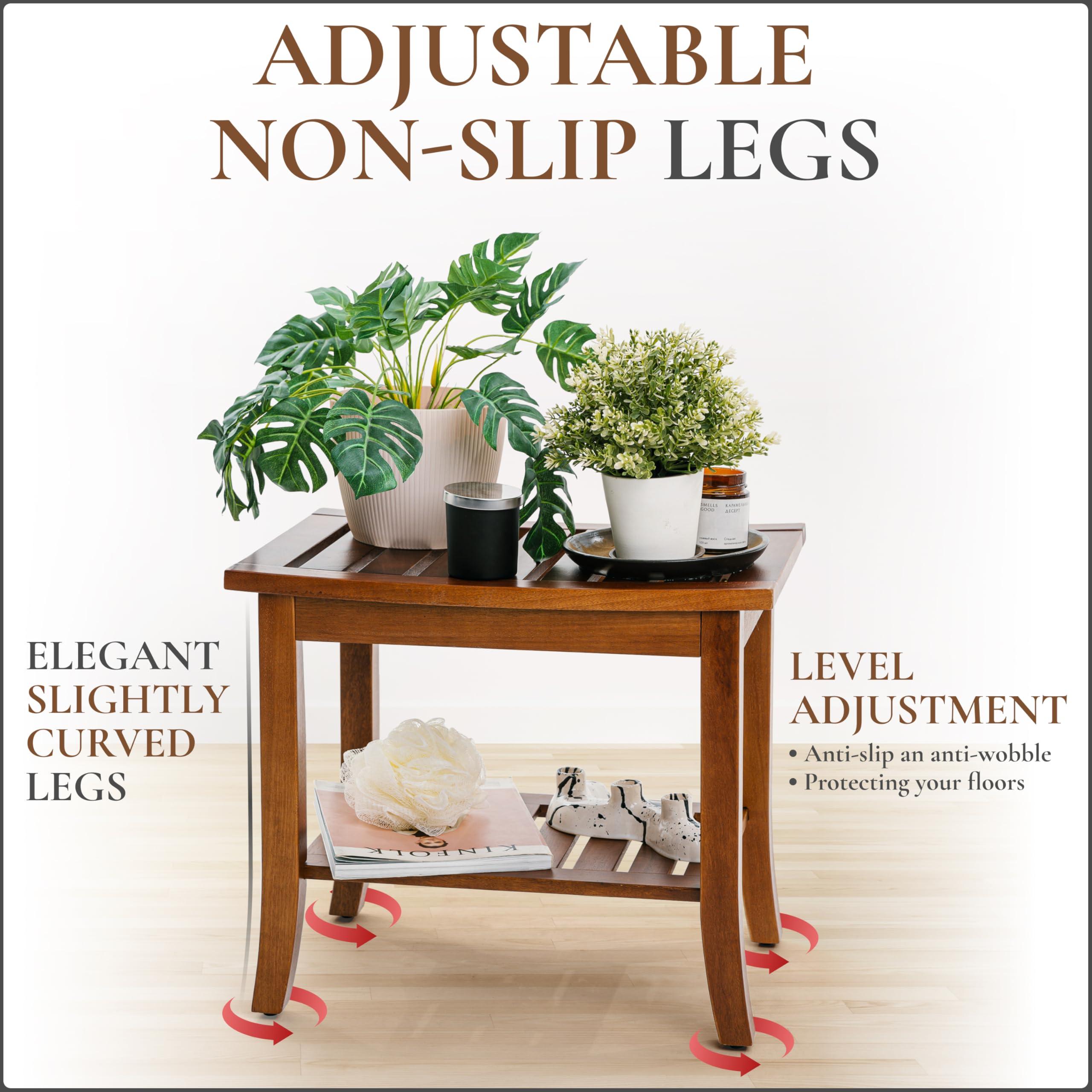 Teak shower bench Teak Shower Bench with Storage Shelf, Shower Stool for Inside Shower, Waterproof Shower Bench Seat, Shower Chair for Inside Shower, Wood Bench, Bathroom Bench, Wooden Stool for Adults Sitting