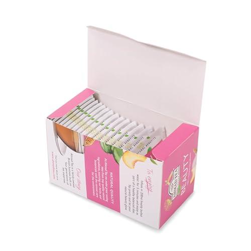 Ahmad Tea Ahmad Tea Herbal Tea, Peach, Carob, and Rose Petals \'Beauty\' Natural Benefits Teabags, 20 ct (Pack of 1) - Decaffeinated & Sugar-Free