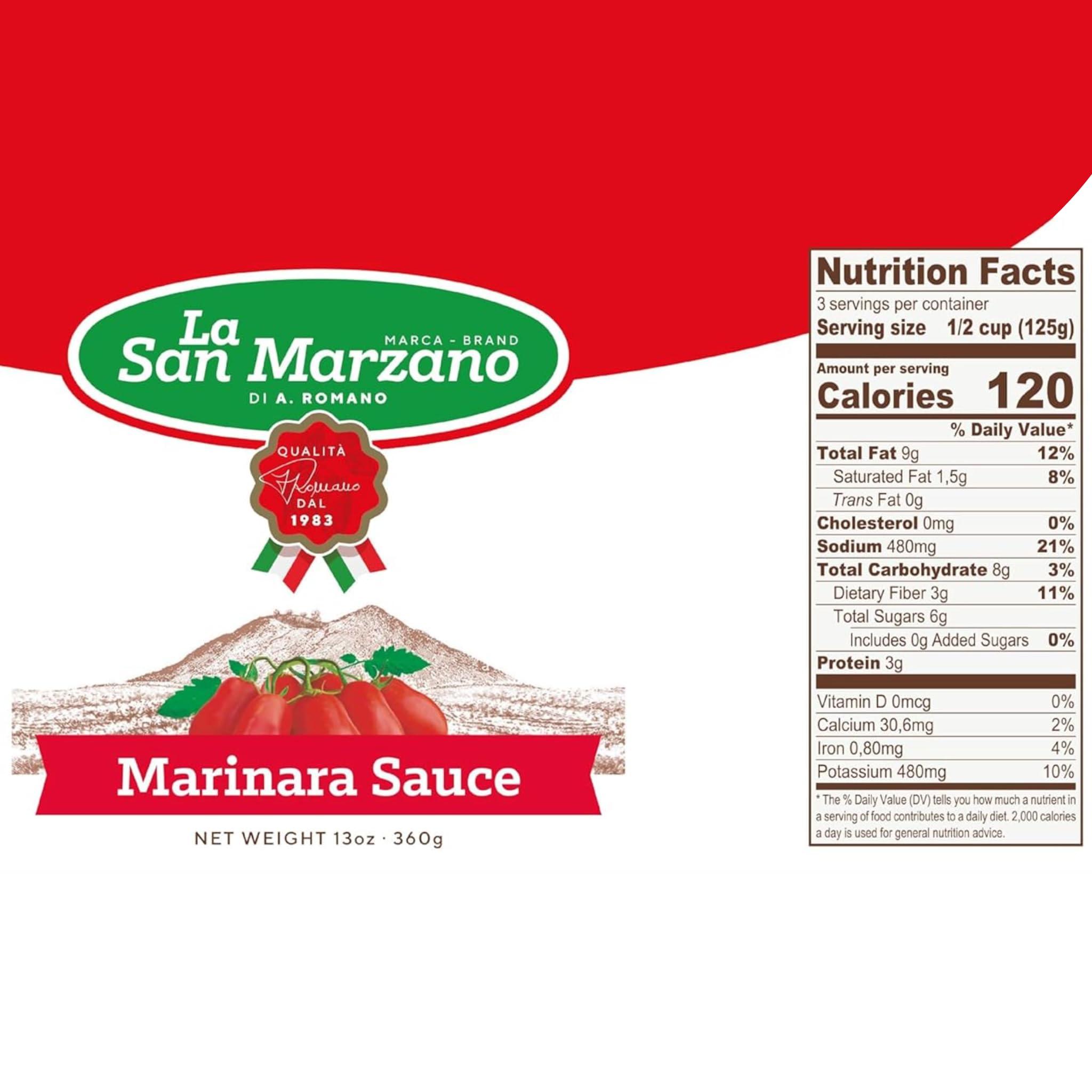 La San Marzano La San Marzano - Marinara Sauce - Pasta Sauce with 100% Italian Tomatoes Made in Italy - Peeled Tomatoes with Fresh and Natural Ingredients Non GMO Tomatoes, Vegan, Gluten Free, Kosher, Mediterranean Diet 13 Ounce Jar