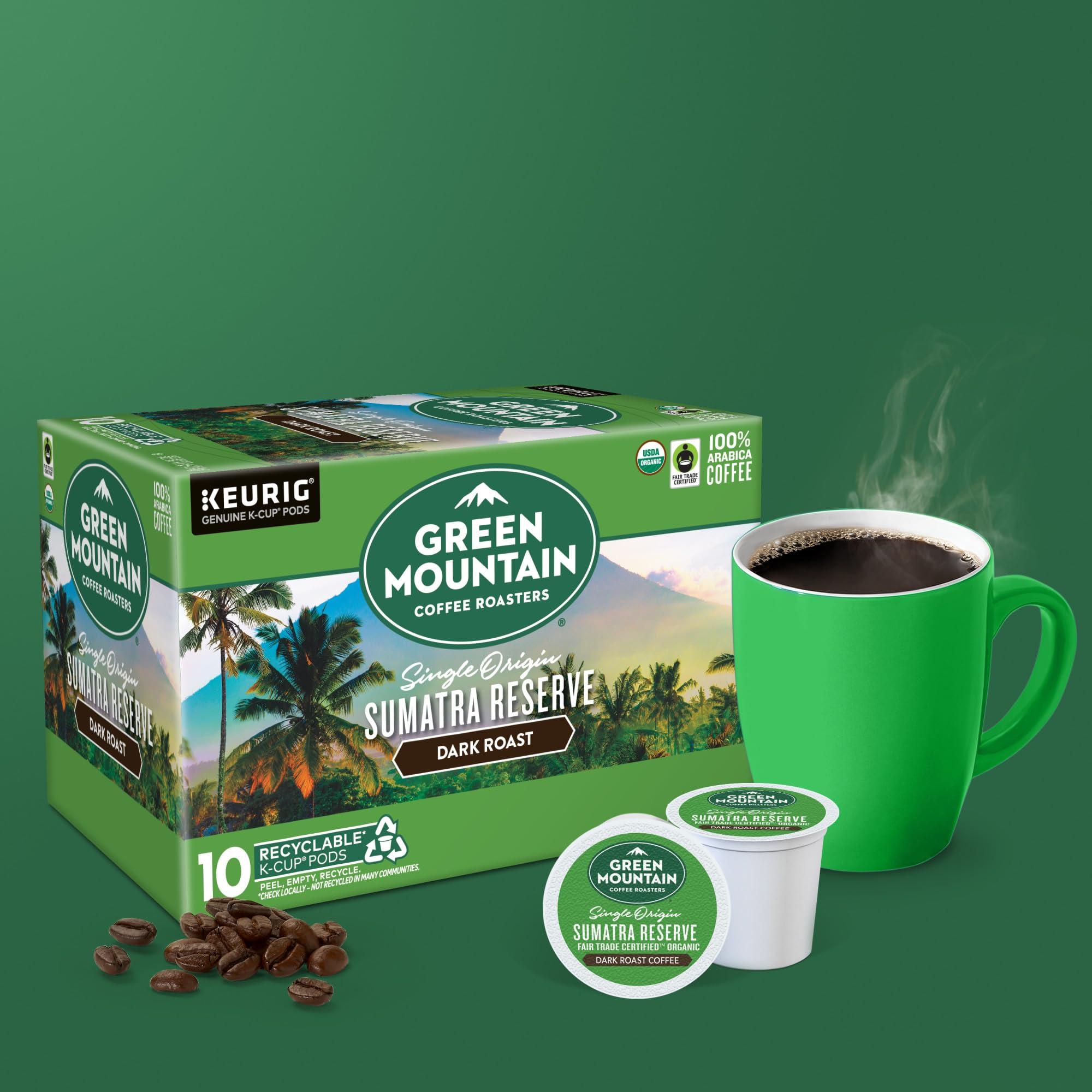 Green Mountain Coffee Roasters Green Mountain Coffee Roasters Sumatra Reserve, Keurig Single Serve K-Cup Pods, Dark Roast Coffee, 60 Count, (6 Packs of 10)