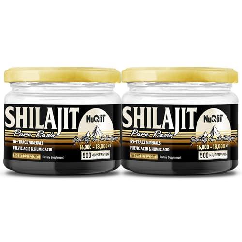 NUQIIT 2 Packs 20g Shilajit Supplement for 80-Serving Supply - Support Immunity, Brain Health & More - 500mg Shilajit Pure Himalayan Organic with Natural Fulvic Acid, Humic Acid & 85+ Trace Minerals