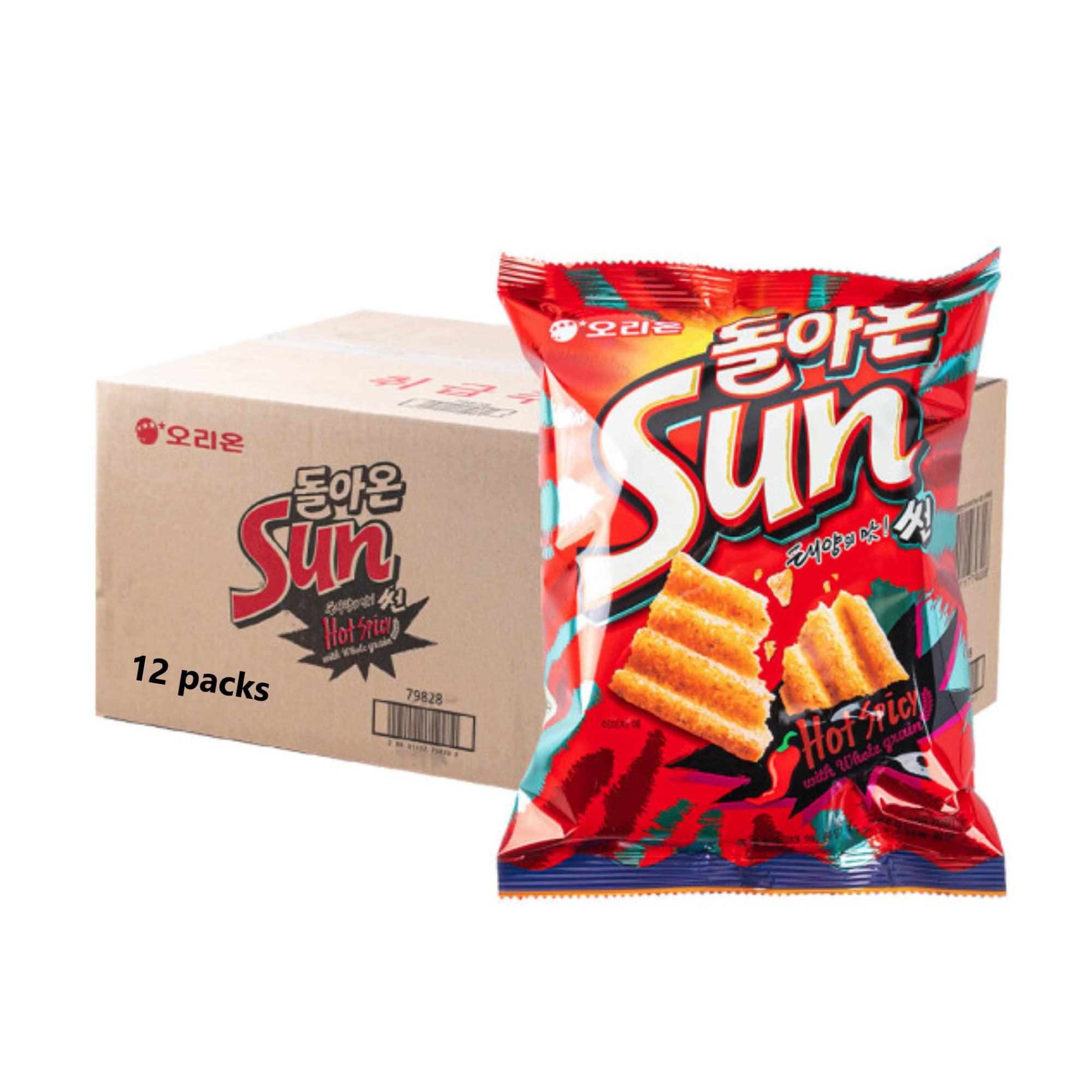 COKOYAM ORION SUNCHIP CORNCHIP BASED Garlic Baguette / Hot & Spicy (135G) Big Size Korean Chip (Sweet & Spicy, Box (12pks))