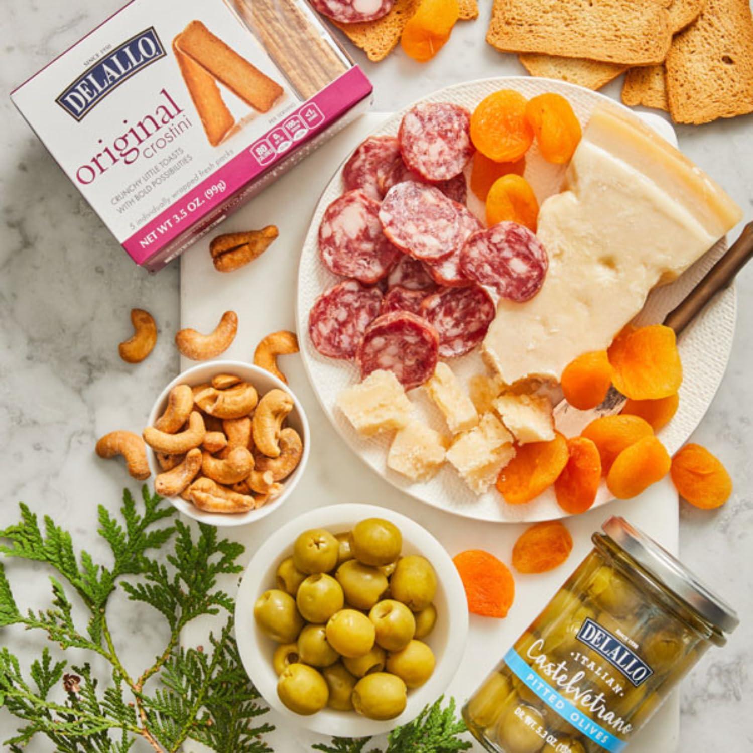 DeLallo DeLallo Gourmet Charcuterie Italian Gift Basket, Imported Full-Size Italian Granino Cheese and Salami Gift Basket, Gourmet Charcuterie Food for Holidays and Christmas, Gift Box Included