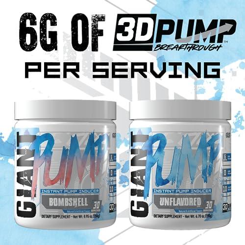 Giant Performance Giant Edge Series - Giant Pump - 3D Pump Breakthrough, L-Citrulline for Pumps and Endurance, Stim-Free 30 Servings (Unflavored)