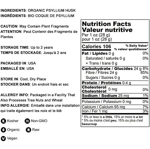 Food to Live Food to Live Organic Psyllium Husk Powder, 5 Pounds Non-GMO, Kosher, Ultra Fine, Unsweetened, Unflavored, Rich in Fiber, Natural Food Thickener, Great for Baking, Raw, Bulk, Vegan, Keto Friendly