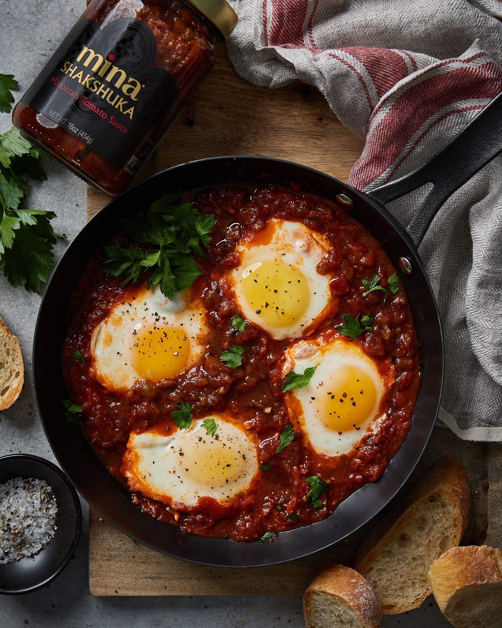 Mina Mina Shakshuka Sauce, Moroccan Tomato Sauce, 26 Oz (2 Pack) Sugar Free Sauce, Keto Friendly, Perfect to Use as Pasta Sauce and Simmer Sauce, Delicious with Eggs, Pizza, Sandwiches, and More