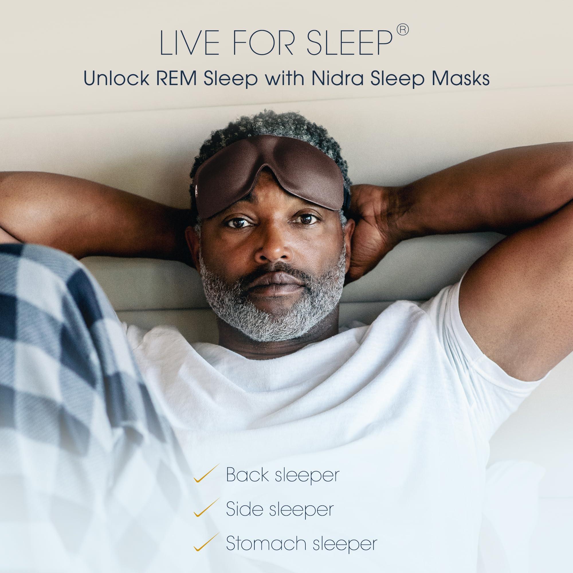 Nidra Nidra Sleep Mask for Men Women - Brown, 3D Blackout Sleeping Mask, Contoured for Lash Extensions, Side Sleepers Eye Cover, Zero Eye Pressure, Travel Eye Shades, Night Blindfolded for Deep Sleep