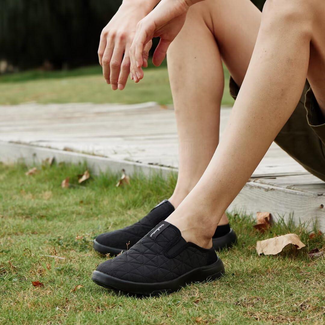 OrthoComfoot Men\'s Orthopedic Slip-On Loafers Walking Shoes with Arch Support: Plantar Fasciitis Suede Loafer Shoes for Achilles Tendonitis, Slip-On Shoes Indoor Outdoor for Fall Black Size 8